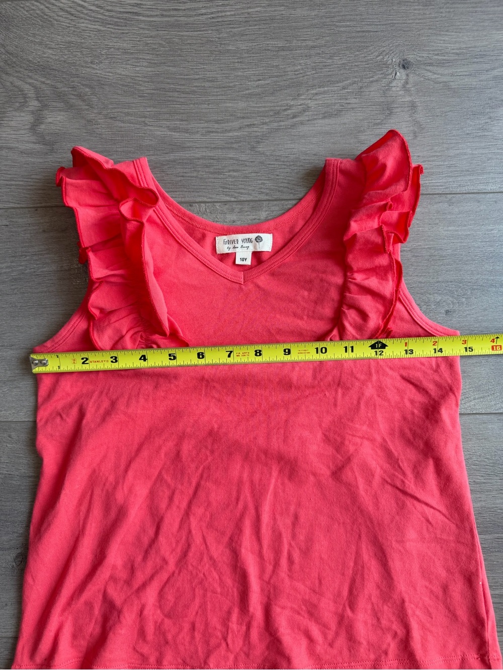 Forever Young Ruffle Sleeve tank top - coral - size 10Y - Picture 4 of 6